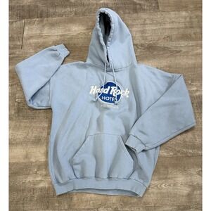 Vintage Hard Rock Hotel Las Vegas Hoodie Sweatshirt Baby Blue S/M